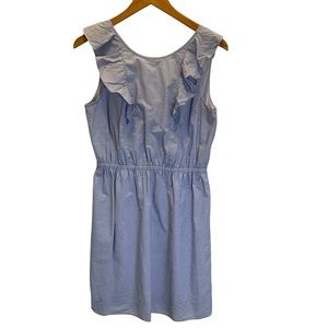 J. Crew Ruffle Shoulder Blue Mini Dress